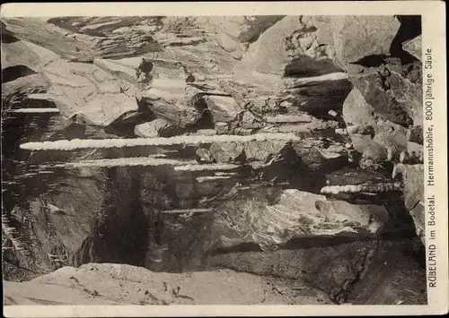 Ak Rübeland Oberharz am Brocken, Hermannshöhle, 8000 jährige Säule