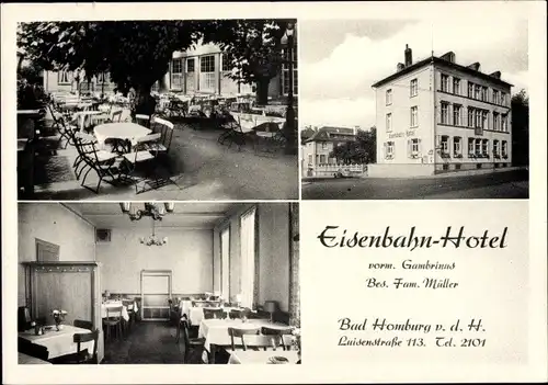 Ak Bad Homburg vor der Höhe Hessen, Eisenbahn-Hotel, Innenansicht