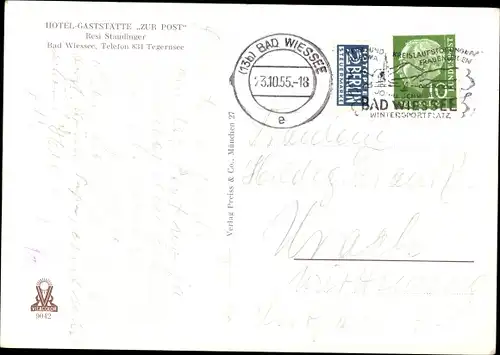Ak Bad Wiessee, Hotel Gaststätte Zur Post, Resi Staudinger
