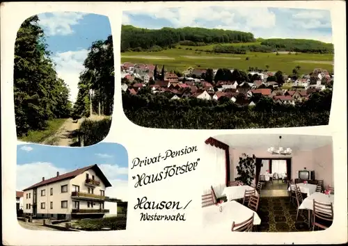 Ak Hausen Waldbrunn Westerwald, Privat-Pension Haus Förster, Inneres, Panorama vom Ort