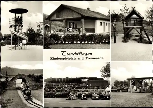 Ak Treuchtlingen im Altmühltal Mittelfranken, Kinderspielplatz a. d. Promenade, Kindereisenbahn