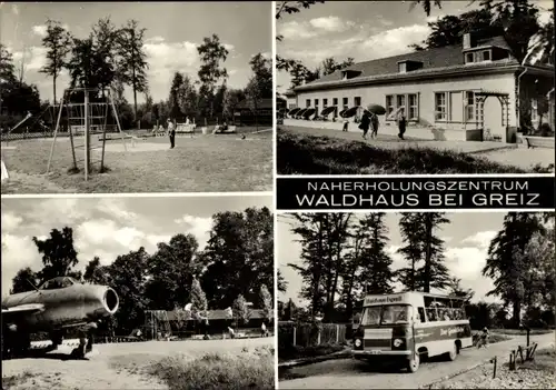 Ak Mohlsdorf Teichwolframsdorf Thüringen, Naherholungszentrum Waldhaus, Spielplatz, Bus