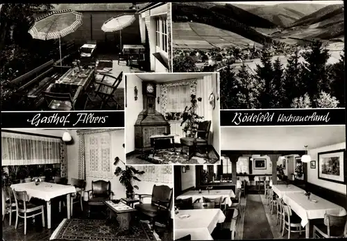 Ak Bödefeld Schmallenberg im Sauerland, Gasthof Albers, Inneres, Ortsansicht