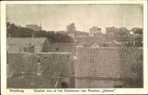 Ak Domburg Veere Zeeland Niederlande, Gezien van af het Dakterras van Pension Juliana