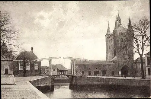 Ak Zierikzee Zeeland, Zuidhavenpoort met brug