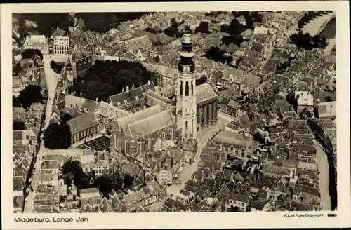 Ak Middelburg Zeeland Niederlande, Lange Jan, Fliegeraufnahme