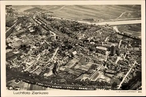 Ak Zierikzee Zeeland, Fliegeraufnahme vom Ort