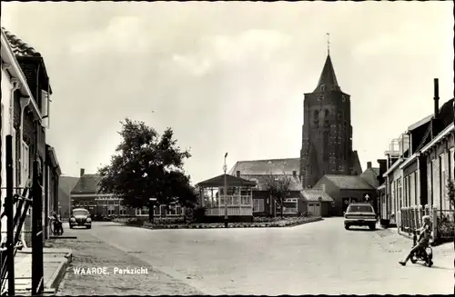 Ak Waarde Zeeland Niederlande, Parkzicht, Kind mit Roller, Turm, Fahrzeuge