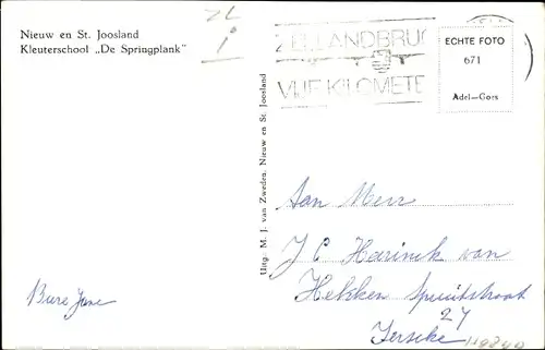 Ak Nieuw en Sint Joosland Walcheren Zeeland Niederlande, Kleuterschool De Springplank