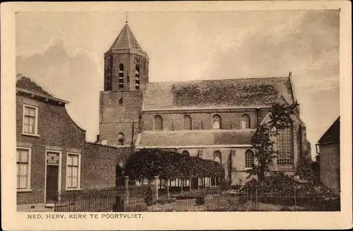 Ak Poortvliet Zeeland, Ned. Herv. Kerk te Poortvliet