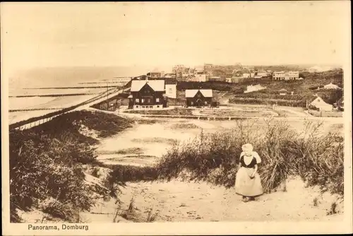 Ak Domburg Veere Zeeland Niederlande, Panorama, Mädchen in Tracht