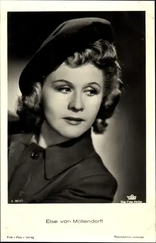 Ak Schauspielerin Else von Möllendorff, Portrait mit Mütze