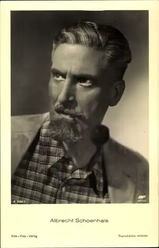 Ak Schauspieler Albrecht Schoenhals, Pfeife, Portrait, kariertes Hemd