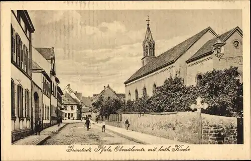 Ak Grünstadt in der Pfalz, Obersülzer Straße, kath. Kirche