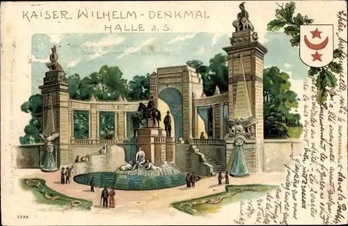 Litho Halle Saale, Kaiser Wilhelm Denkmal