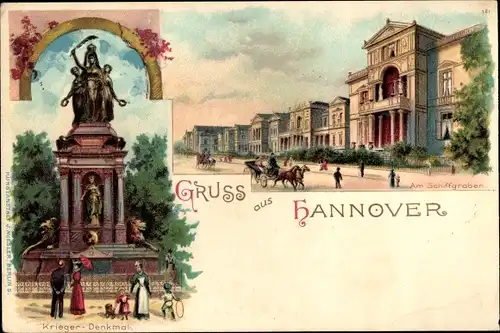 Litho Hannover in Niedersachsen, Schiffgraben, Kriegerdenkmal