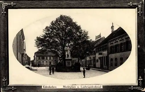 Präge Passepartout Ak Edenkoben an der Haardt Pfalz, Marktplatz und Ludwigsdenkmal