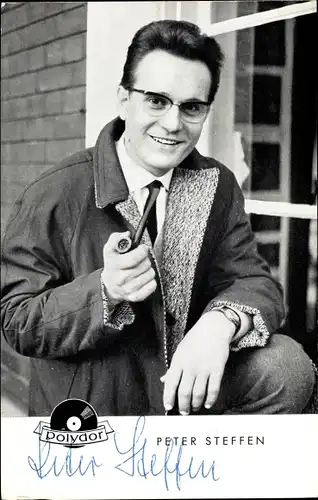 Ak Sänger Peter Steffen, Pfeife, Portrait, Polydor Schallplatten