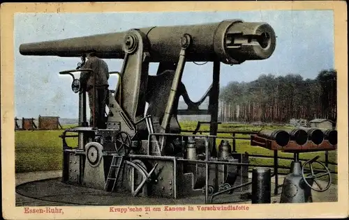 Ak Krupp'sche 21 cm Kanone in Verschwindlafette, deutsches Geschütz