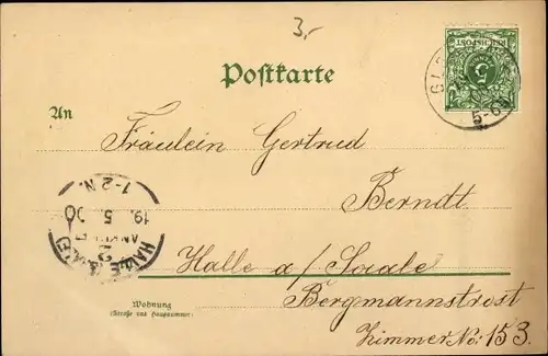 Litho Glücksgötter fliegen durch die Welt, Engel, Kleeblätter
