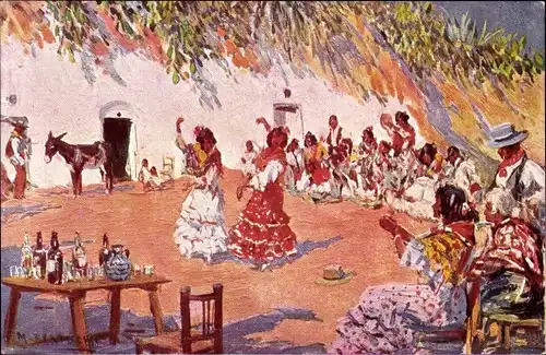 Künstler Ak Bertuchi, Tänzer in spanischen Trachten