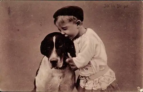Ak Ich bin Dir gut, Junge mit Hund