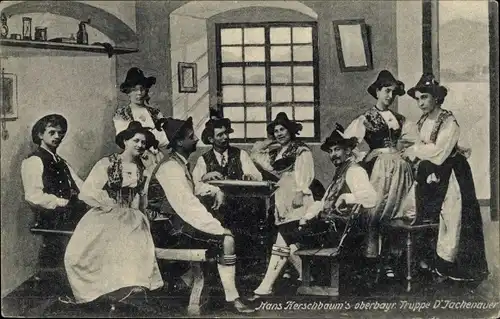 Ak Hans Kerschbaum's oberbaywrische Truppe D'Jachenauer, Trachten