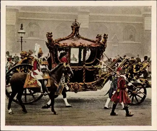 Sammelbild Die Nachkriegszeit Nr. 98 Febr. 1926 Eröffnung englisches Parlament, Königspaar, Kutsche