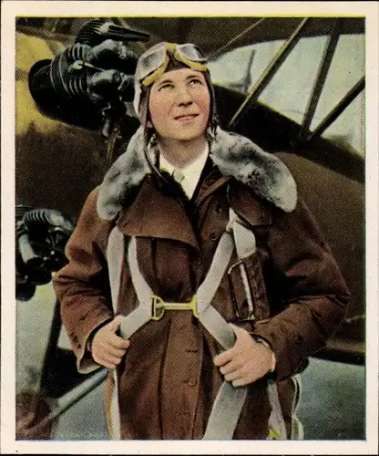 Sammelbild Nachkriegszeit Nr. 114 Juni 1927 Ozeanflug Amerika Deutschland, Pilot vor Flugzeug