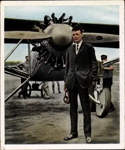 Sammelbild Nachkriegszeit Nr. 113 Mai 1927 Lindberghs Ozeanflug, nach Landung in Paris