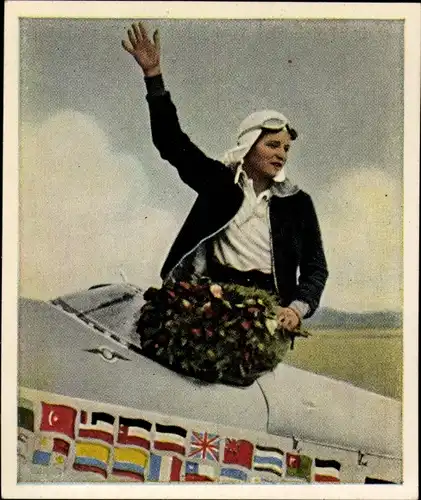 Sammelbild Nachkriegszeit Nr. 194 Juli 1932 Fliegerin Elly Beinhorn bei Rückkehr nach ihrem Weltflug