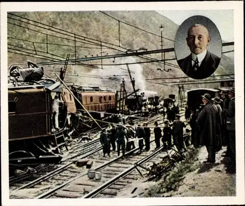 Sammelbild Die Nachkriegszeit Nr. 76 April 1924 Dr. Carl Helfferich, Eisenbahnunglück Bellinzona
