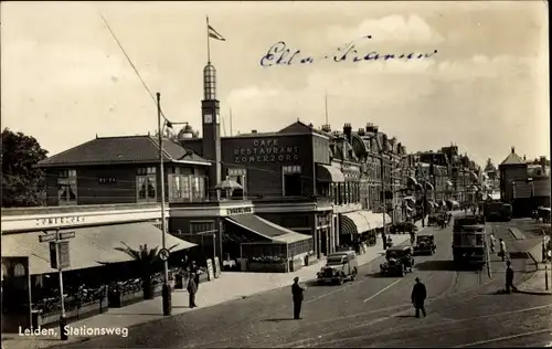 Ak Leiden Südholland Niederlande, Stationsweg