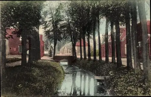 Ak Leerbroek Utrecht Südholland, Flusspartie, Wohnhäuser, Bäume