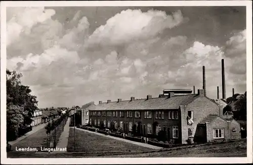 Ak Leerdam Südholland, Lingestraat, Reihenhäuser, Wohnsiedlung