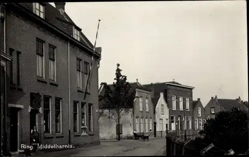 Ak Middelharnis Südholland, Ring, Straße, Wohnhäuser