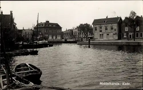 Ak Middelharnis Südholland, Kade, Wasserpartie, Ruderboot, Wohnhäuser