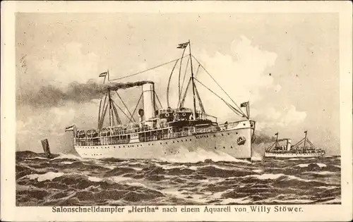 Künstler Ak Stöwer, W., Salonschnelldampfer Hertha