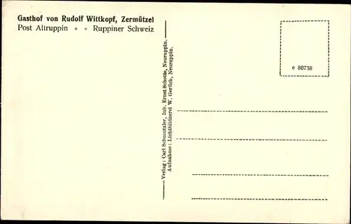 Ak Zermützel Neuruppin in Brandenburg, Ruppiner Schweiz, Gasthof Rudolf Wittkopf, Pferde