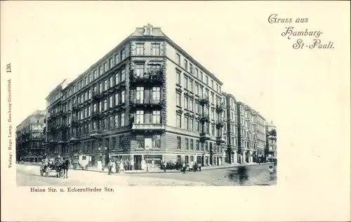 Ak Hamburg Mitte St. Pauli, Heine Straße, Eckernförder Straße