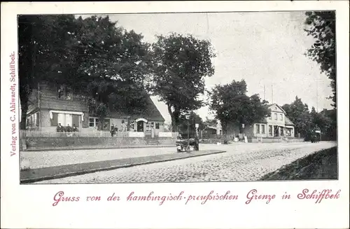 Ak Hamburg Mitte Billstedt Schiffbek, Hamburgisch Preußische Grenze, Straßenpartie im Ort