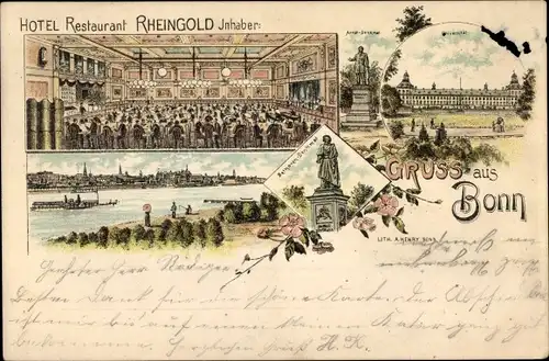 Litho Bonn in Nordrhein Westfalen, Hotel Restaurant Rheingold, Inh. J. Weidenbach