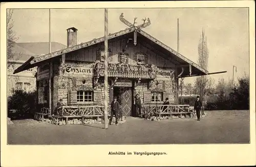 Ak Leipzig in Sachsen, Intern. Baufachausstelung 1913, Almhütte im Vergnügungspark