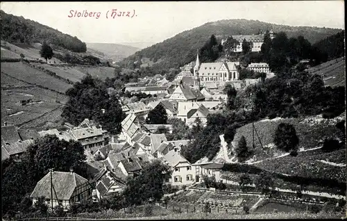 Ak Stolberg im Harz, Panorama vom Ort