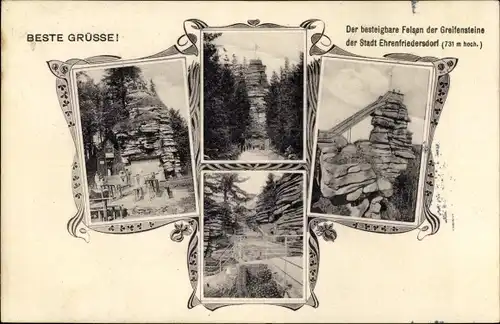 Ak Ehrenfriedersdorf Erzgebirgskreis, Felsen der Greifensteine