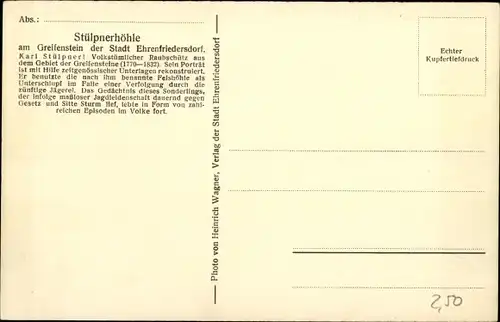 Ak Ehrenfriedersdorf im Erzgebirge, Stülpner Höhle