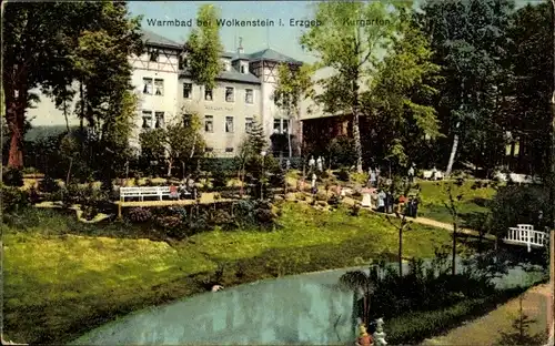 Ak Warmbad Wolkenstein in Sachsen, Kurgarten