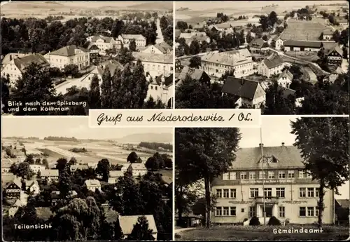 Ak Niederoderwitz Oderwitz in der Oberlausitz, Gesamtansicht, Spitzberg, Gemeindeamt