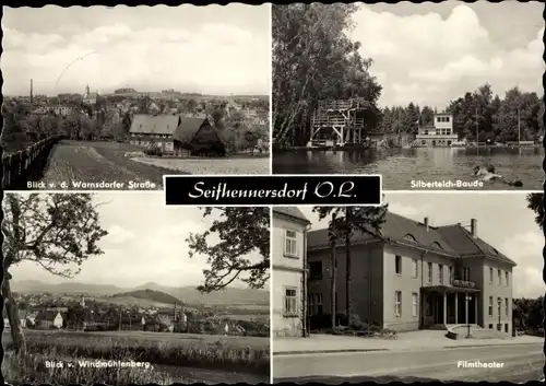 Ak Seifhennersdorf Oberlausitz, Silberteich Baude, Filmtheater, Blick von Warnsdorfer Straße