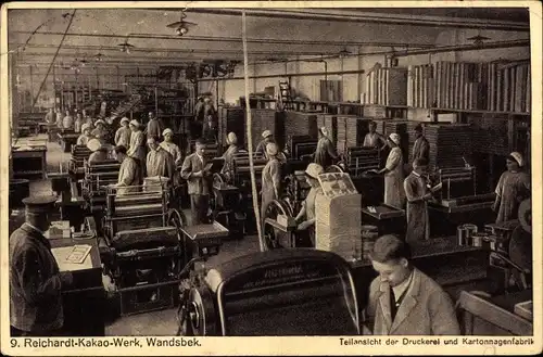 Ak Hamburg Wandsbek, Reichardt Kakao Werk, Druckerei und Kartonnagenfabrik